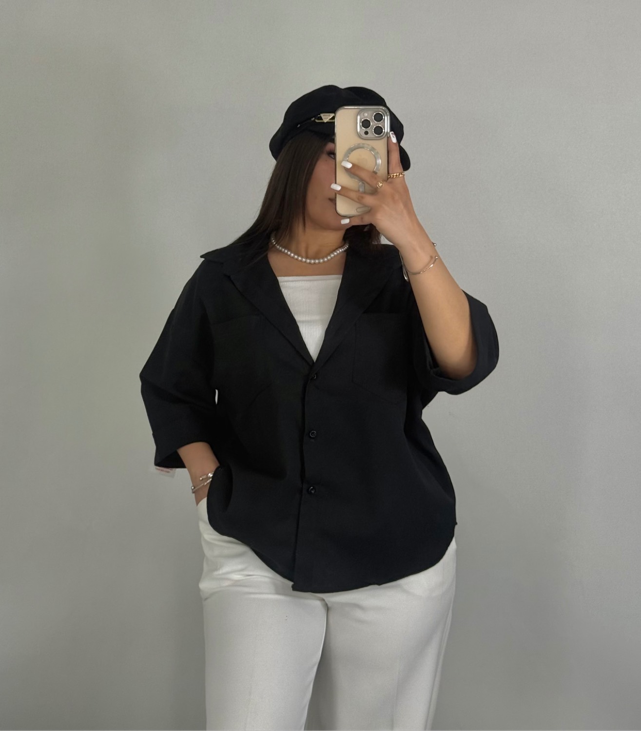 شومیز مشکی ساده 728