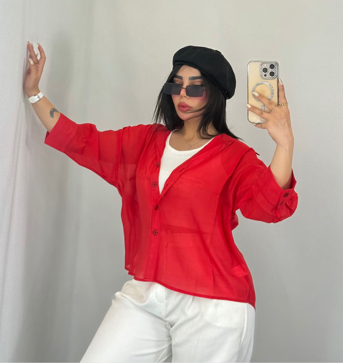 شومیز شیشه ای توت فرنگی